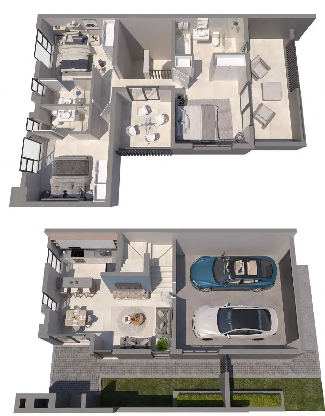 Midrand floorplan 2 bed and 1 bath