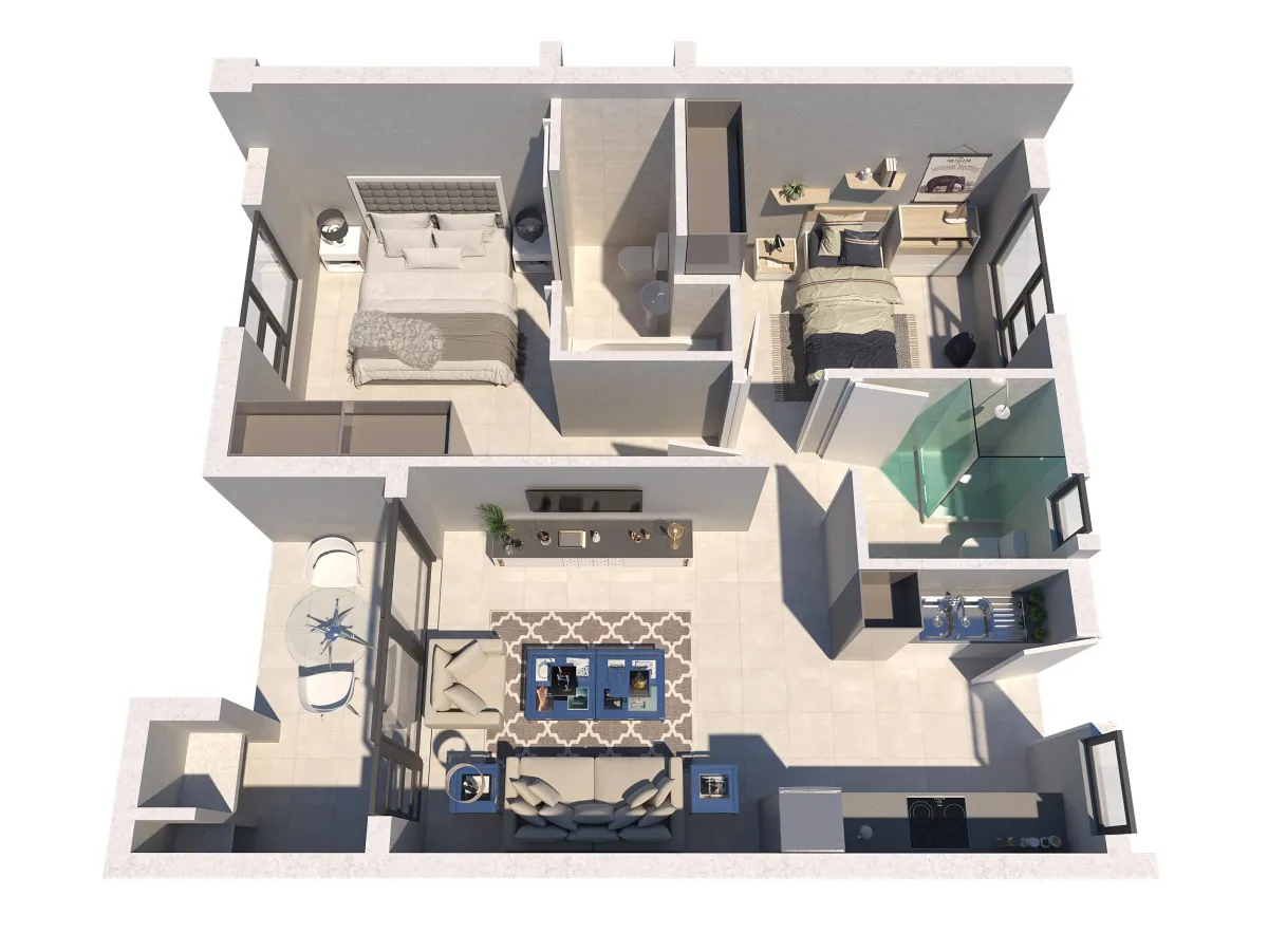 Midrand floorplan 2 bed and 1 bath