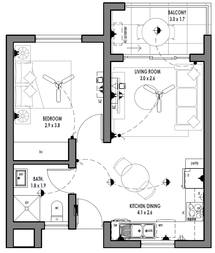 KZN Life 1 Bed Floorplan