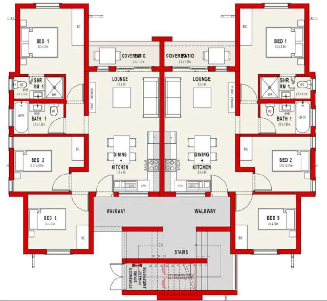 Alberton 3 bed and 2 bath floor plan