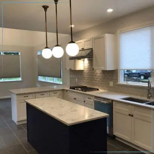 Stylish kitchen design after remodeling in Jersey City, NJ.