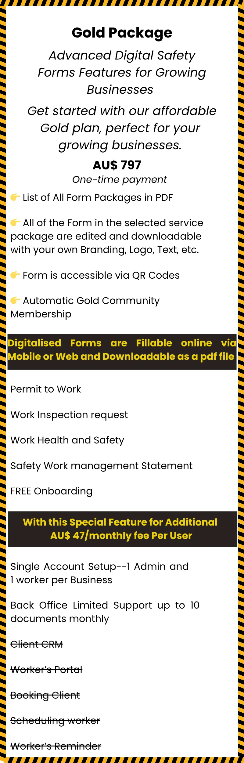 Gold package prcing