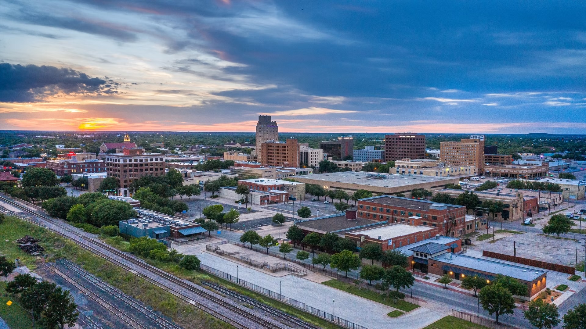 Downtown Abilene, Texas skyline at sunset