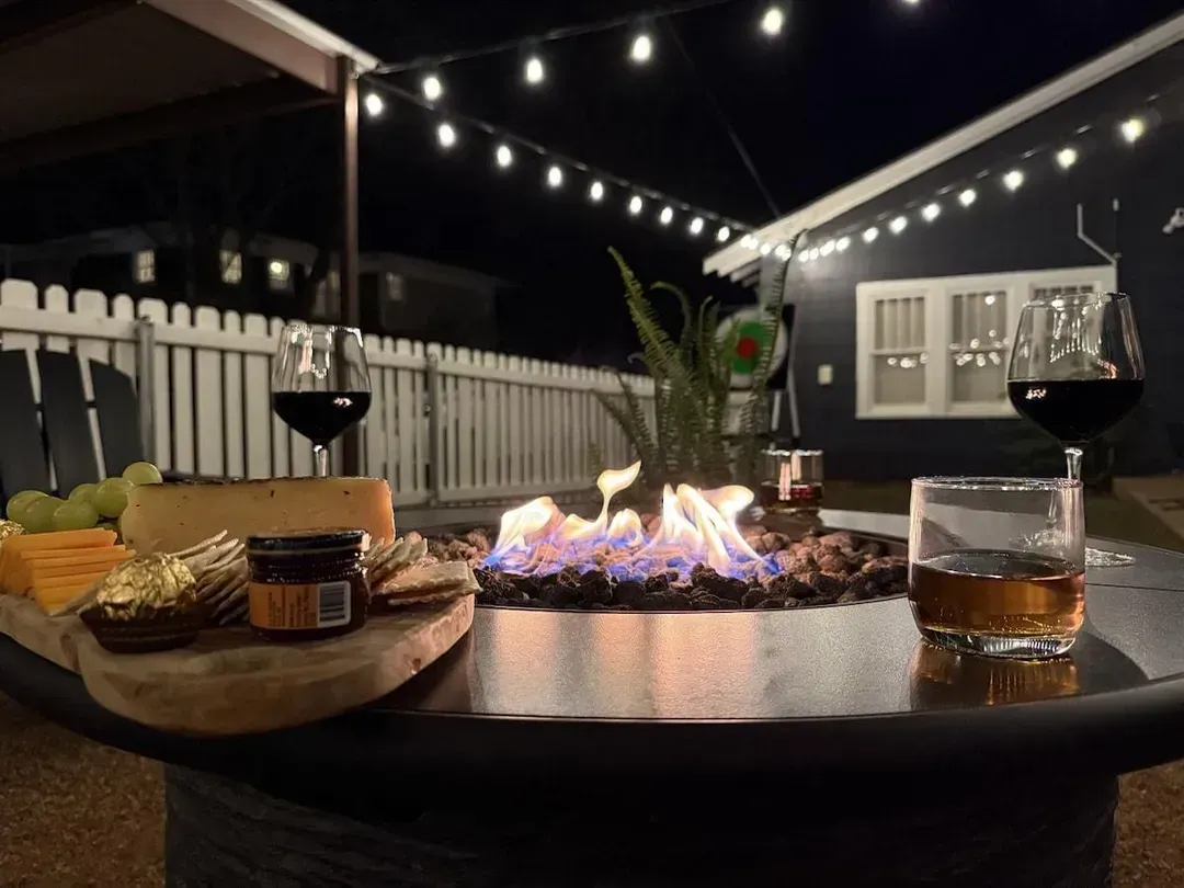Outdoor firepit and evening gathering area at Ten33 in Abilene, Texas