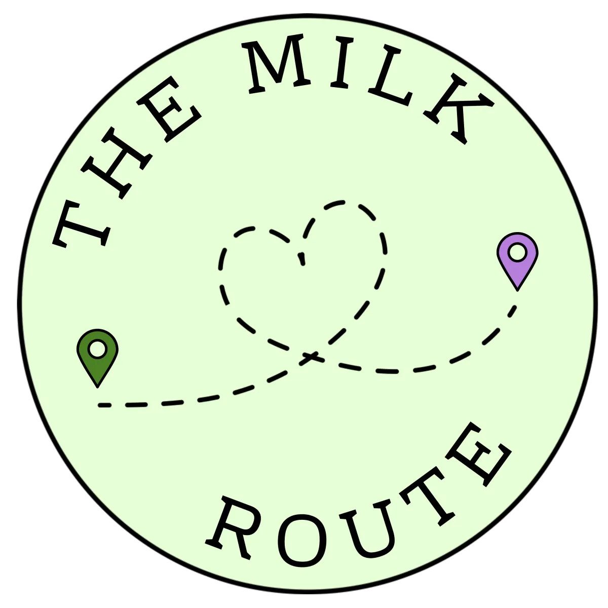 Green circular logo for The Milk Route.