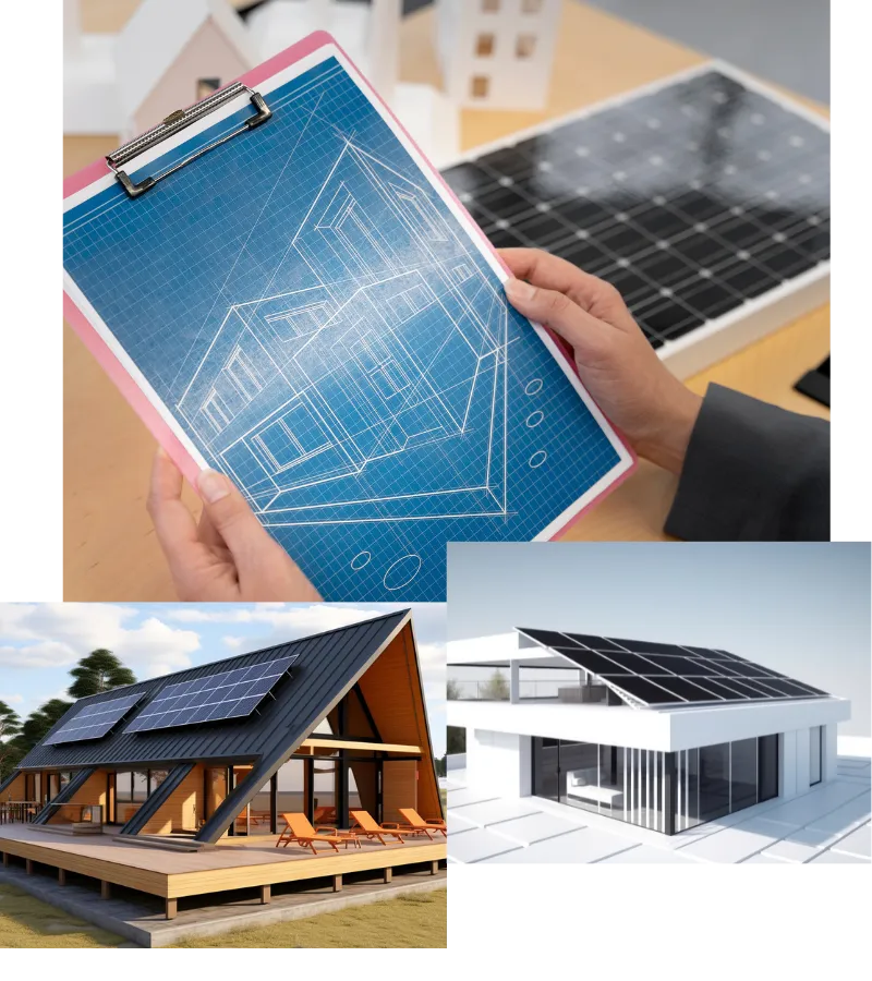 3 images that showing how solar panels looks like on your property