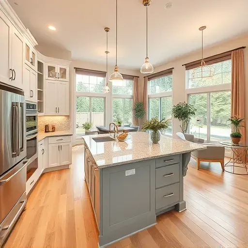 Modern kitchen remodel in Elsmere DE featuring high-end appliances, granite countertops, and elegant cabinetry.