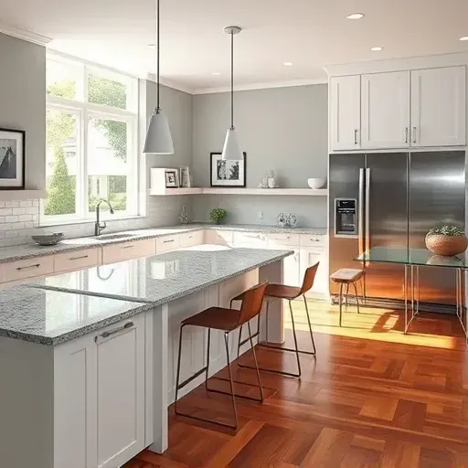 Completed home remodeling project in Chadds Ford, featuring a stylish kitchen with granite countertops and modern decor.