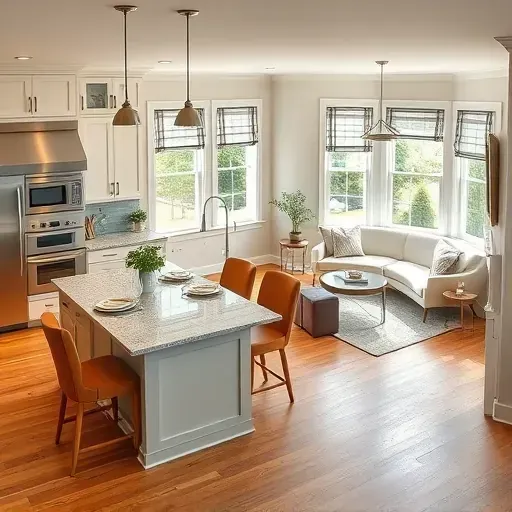 Modern kitchen remodel in Cochranville PA with stainless steel appliances, granite island, and inviting decor throughout.