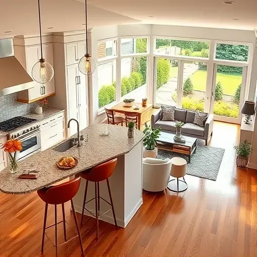 Modern kitchen with stainless steel appliances, granite countertops, and stylish decor in Kennett Square PA home remodel.