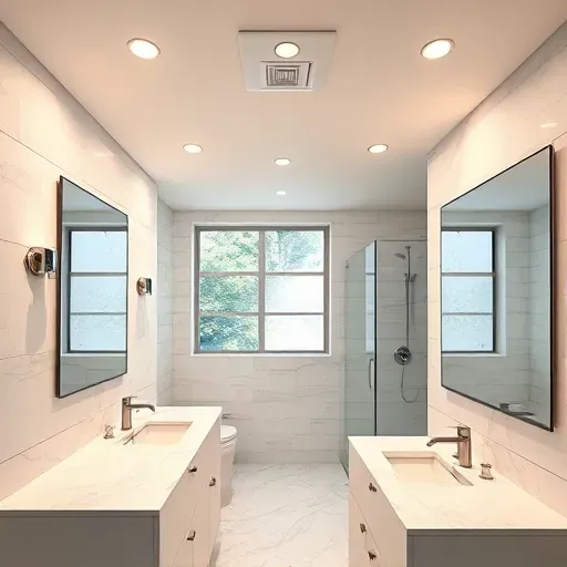 Modern bathroom in Landenberg PA with sleek LED lighting, marble countertops, recessed lights, luxurious tiled walls, and chrome fixtures