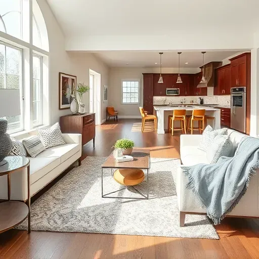 Renovated living room in Hockessin DE with modern furnishings, natural light, and inviting decor, showcasing home design trends.