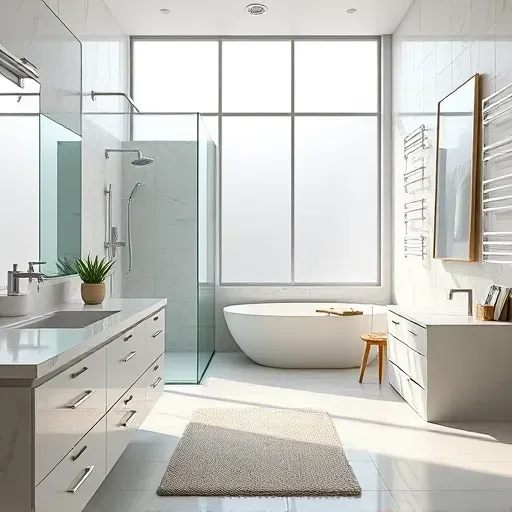 Renovated bathroom in Landenberg PA features marble countertops, walk-in shower, freestanding tub, and stylish decor.