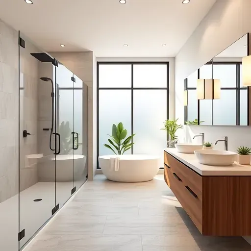 Remodeled bathroom in Landenberg PA with modern fixtures, walk-in shower, freestanding tub, and natural light.