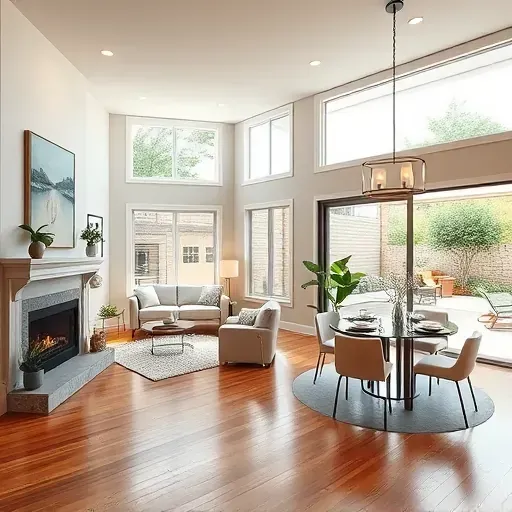 Home remodeling in Chadds Ford PA featuring a cozy open-plan living room, modern kitchen, and elegant decor.