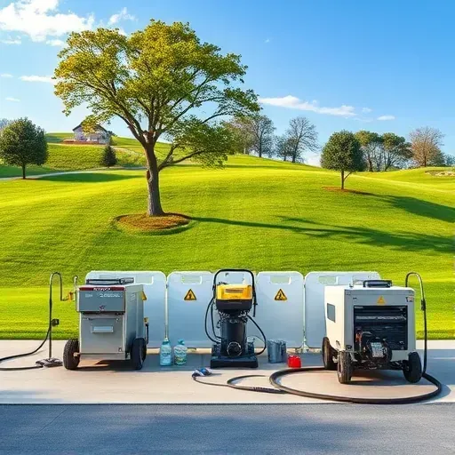 Pristine outdoor emergency remediation site in Landenberg PA with organized equipment, lush landscape, and clear sky