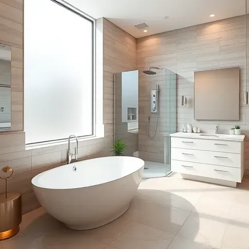 Beautifully renovated bathroom in Landenberg PA with modern design, freestanding tub, and elegant fixtures.