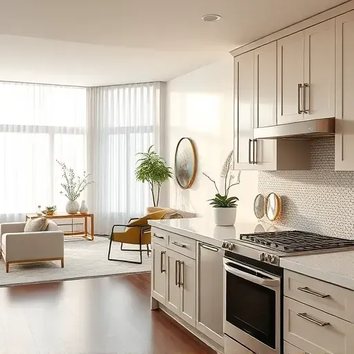 Beautifully remodeled kitchen in Claymont DE with modern cabinetry, marble countertops, and elegant mosaic backsplash.