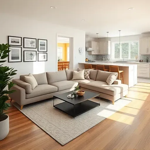 Beautifully remodeled living room in Delaware County, PA, featuring modern furnishings and a bright, inviting atmosphere.