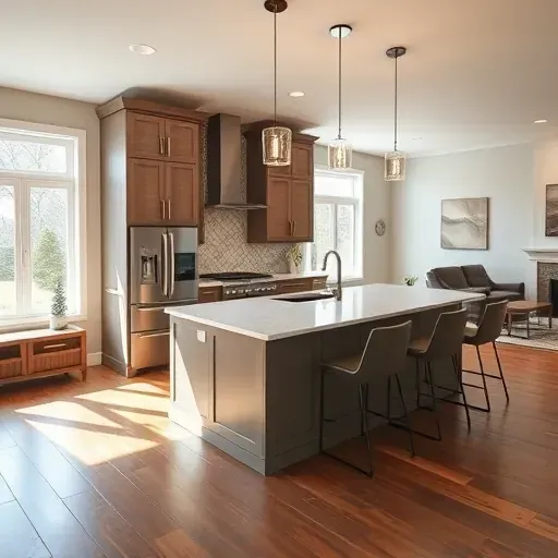 Stylish modern kitchen in Delaware County with quartz countertop, custom cabinetry, and elegant lighting in a refined setting.