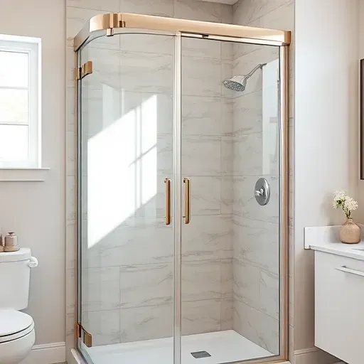 Completed sleek glass shower door installation with chrome hardware in a modern Landenberg bathroom.