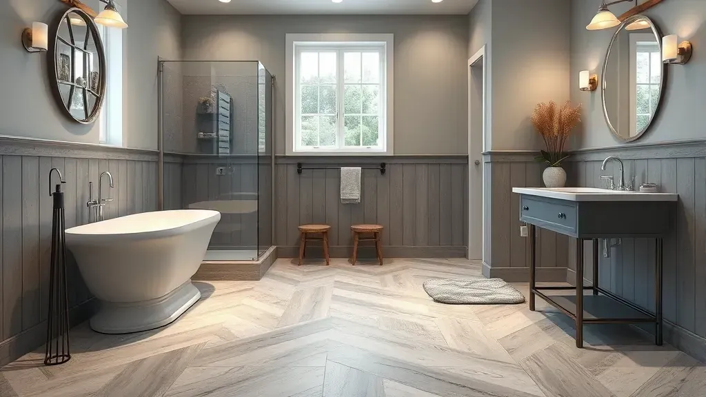 Bathroom flooring installation project in Landenberg PA showcasing elegant tile and modern design elements.