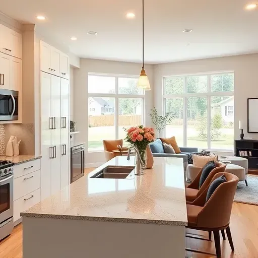 Modern kitchen remodel in Marcus Hook PA with sleek appliances, glossy cabinetry, and open-concept living area.