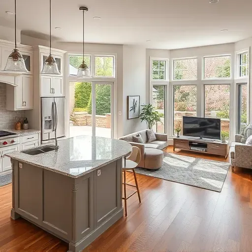 Modern kitchen remodeling in Hockessin DE, featuring elegant cabinetry, high-end appliances, and spacious island with granite.