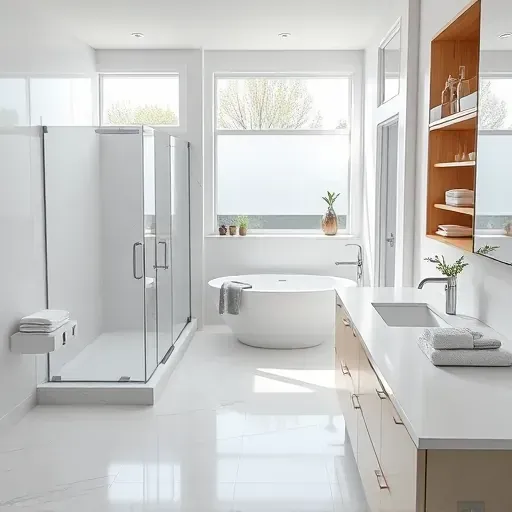 Freshly remodeled bathroom in Landenberg, PA with white ceramic tiles, modern fixtures, and a walk-in shower.