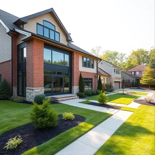 Recently completed modern home addition in Landenberg PA with large windows, sleek design, durable materials, landscaped garden