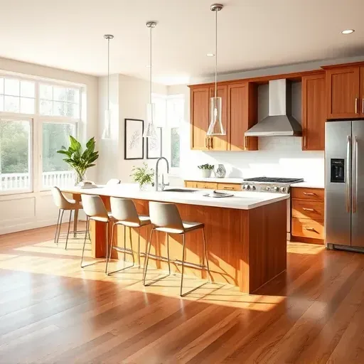 Modern kitchen remodel in New Castle County DE with quartz countertops, stainless steel appliances, and custom cabinetry.