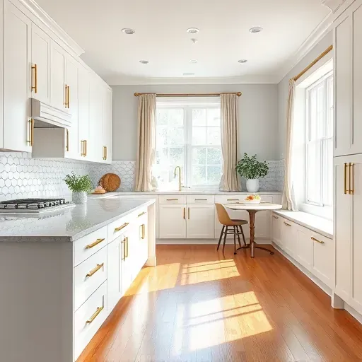Beautifully renovated kitchen in Toughkenamon PA with modern cabinetry, quartz island, and herringbone tile backsplash.