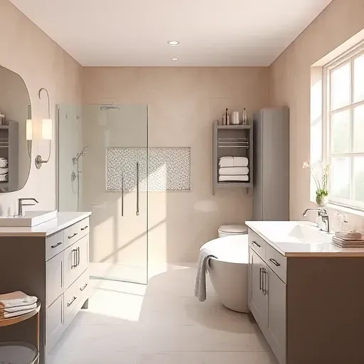 Renovated bathroom in Landenberg PA features modern fixtures, walk-in shower, freestanding tub, and stylish decor.