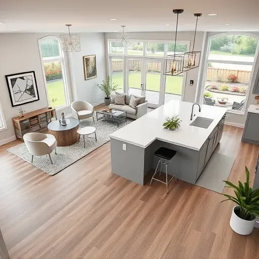 Completed home remodeling in Cochranville PA with modern open-concept design and elegant furnishings throughout.