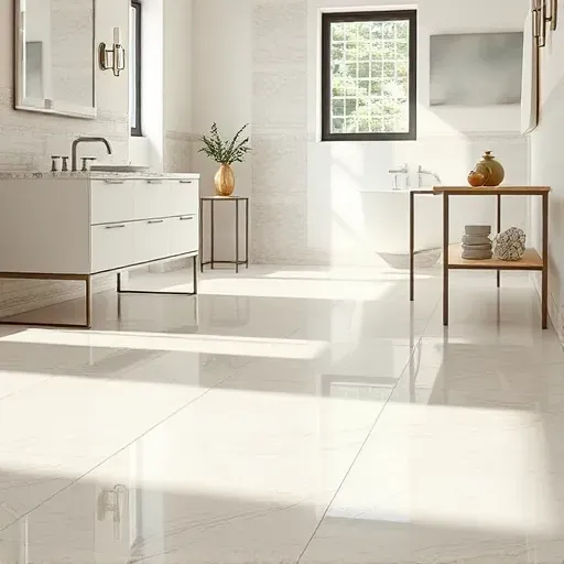 Flawless tile installation in a modern bathroom with neutral porcelain tiles, polished fixtures, and natural light.