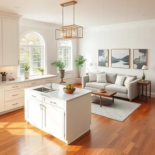 Completed home remodel in Middletown, DE featuring modern kitchen and living space with natural light and cozy decor.