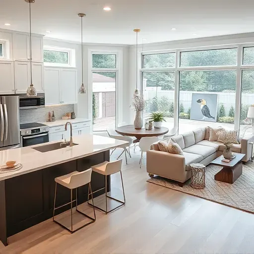 Modern Aston PA home remodeling featuring a sleek kitchen and spacious living area with elegant decor and natural light.