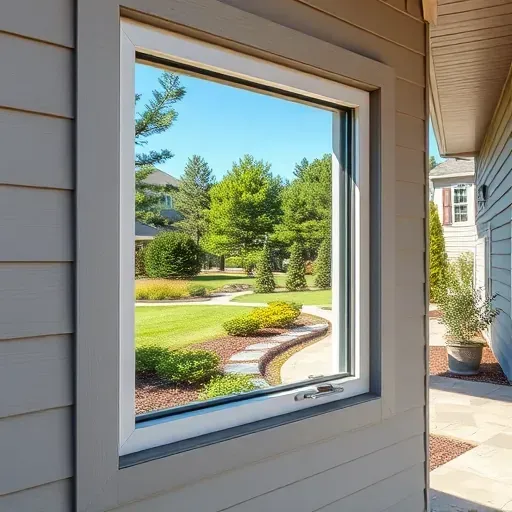 Close-up of a high-quality modern window with polished frame installed in a Landenberg PA home showing clear glass reflections of greenery and sky
