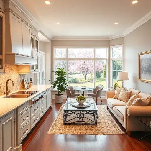 Elegant Chester County kitchen remodel with modern appliances, polished quartz countertops, and spacious living area.