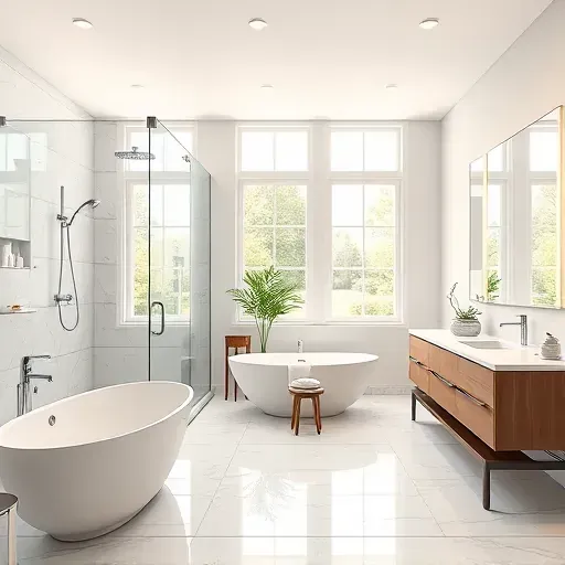 Recently remodeled Landenberg PA bathroom with modern fixtures, walk-in shower, freestanding tub, and stylish vanity.