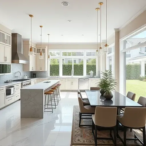 Modern kitchen remodel in Downingtown PA with high-end appliances, elegant cabinetry, and spacious open layout.