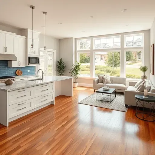 Home remodeling in Thorndale PA showcasing open-concept living with modern kitchen and stylish decor in bright space.