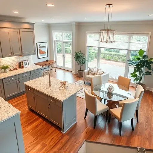 Modern open-concept home remodel in Pike Creek DE featuring sleek cabinetry, granite island, and inviting décor.
