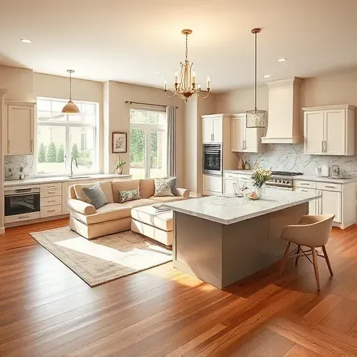 Home remodeling project in Media, PA featuring an open-concept living space with modern kitchen and cozy decor.
