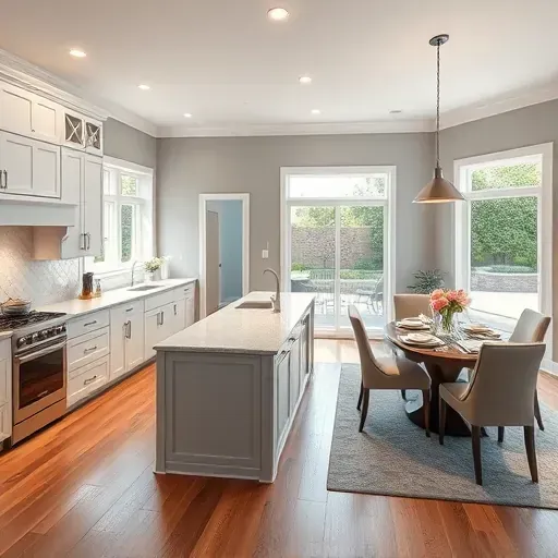 Beautifully remodeled kitchen in Brookhaven PA with modern cabinetry, marble island, and warm wood floors inviting comfort.