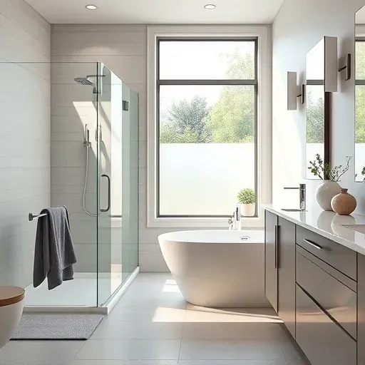 Remodeled bathroom in Landenberg PA features modern fixtures, glass shower, freestanding tub, and stylish accents.