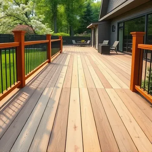 Freshly installed wooden deck in Landenberg PA with detailed craftsmanship, lush surrounding landscaping, and modern home backdrop