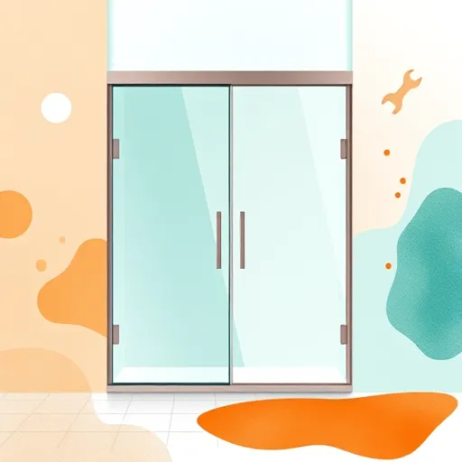 A vibrant, abstract ColorFieldPainting-inspired scene illustrating shower door installation. The composition features large, bold color blocks in soothing teal and seafoam green tones suggesting a tranquil bathroom setting. Contrasting warm hues like amber and burnt orange highlight tools and hardware elements. Stylized, simplified shapes of clear glass shower doors with sleek metallic frames are rendered as expansive, transparent color areas that emphasize light and transparency. Playful watercolor-like bubbles and tiny, quirky icons resembling wrenches and screwdrivers are subtly integrated into the background as abstract motifs, adding personality without clutter. The background hints at a modern, minimalist bathroom with tiled patterns in soft pastels, enhancing depth. Soft gradients and layered color fields create a calm yet lively atmosphere, reflecting precision and care in shower door installation. The bold color contrasts, flat color areas, and subtle textures evoke a ColorFieldPainting style combined with a fun, energetic twist, making the scene inviting, artistic, and suitable for SEO related to shower door installation.