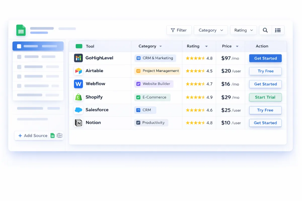 Interactive spreadsheet sorting system