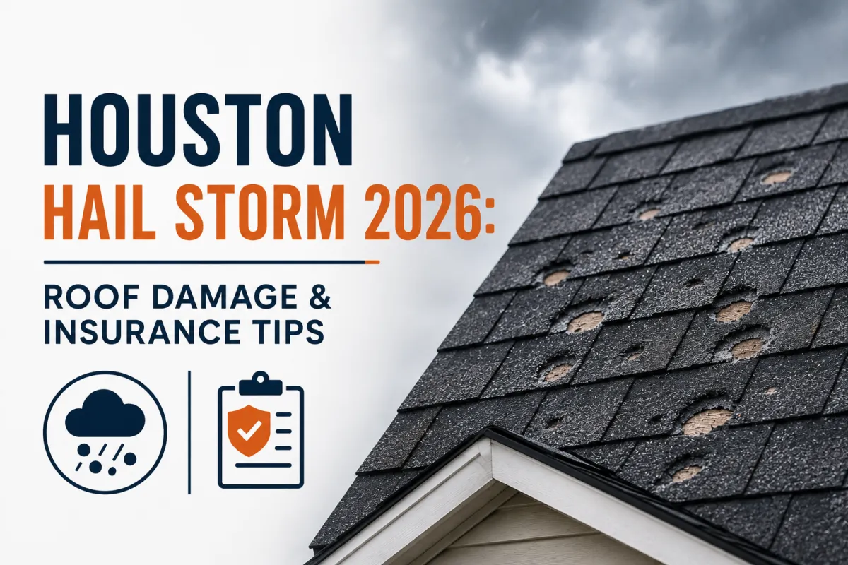 Houston home with roof damage from April 2026 hail storm